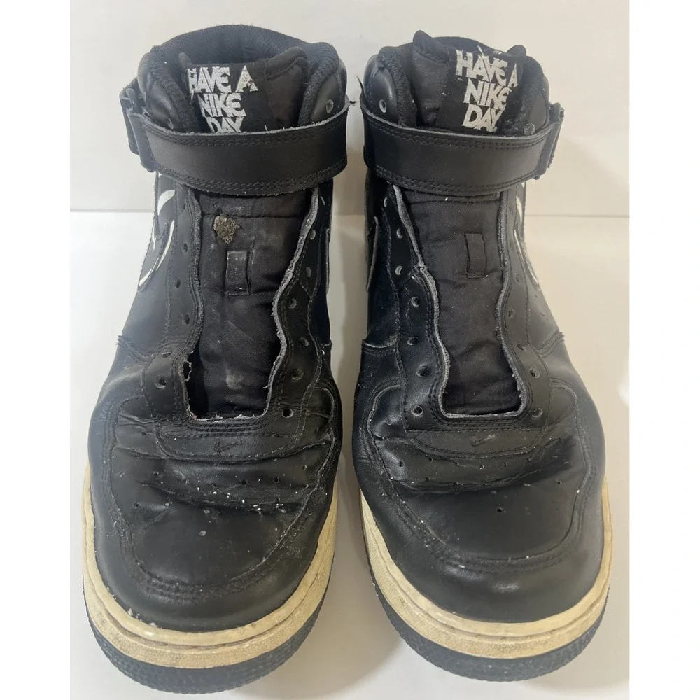 Rare Nike‎ Air Force 1 Mid Have Nike Day AO2444-001 Men Sz 12 Black Smiley Shoes